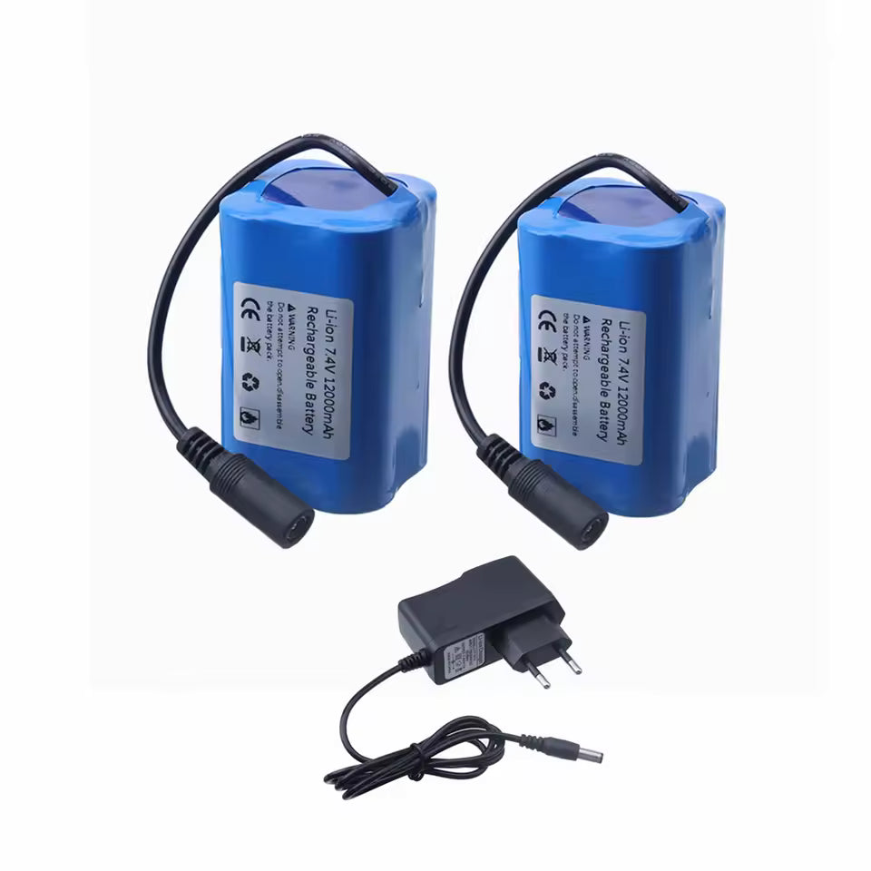 Batería 7.4V 12000mAh para Barco Cebador RC – Cargador USB Incluido