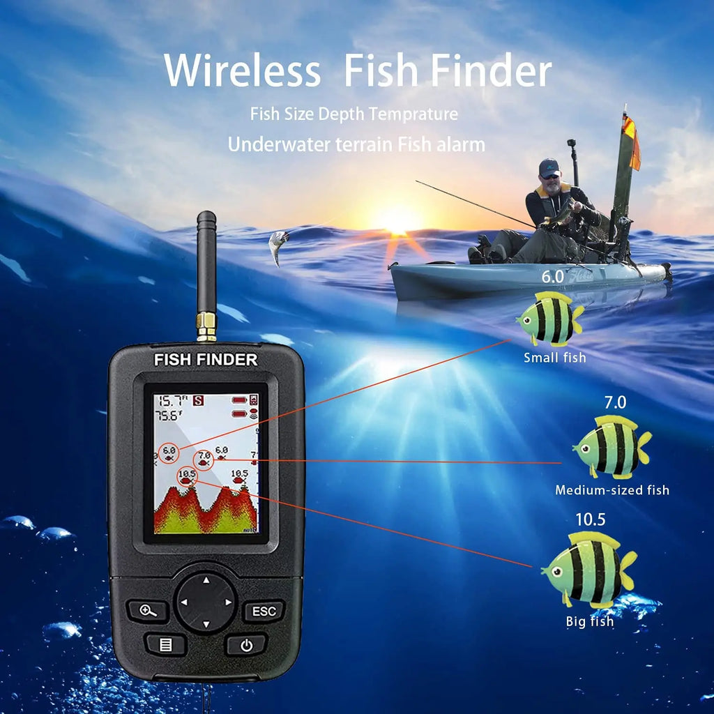 Sonda portátil inalámbrica 100 m – Buscador de peces con pantalla LCD