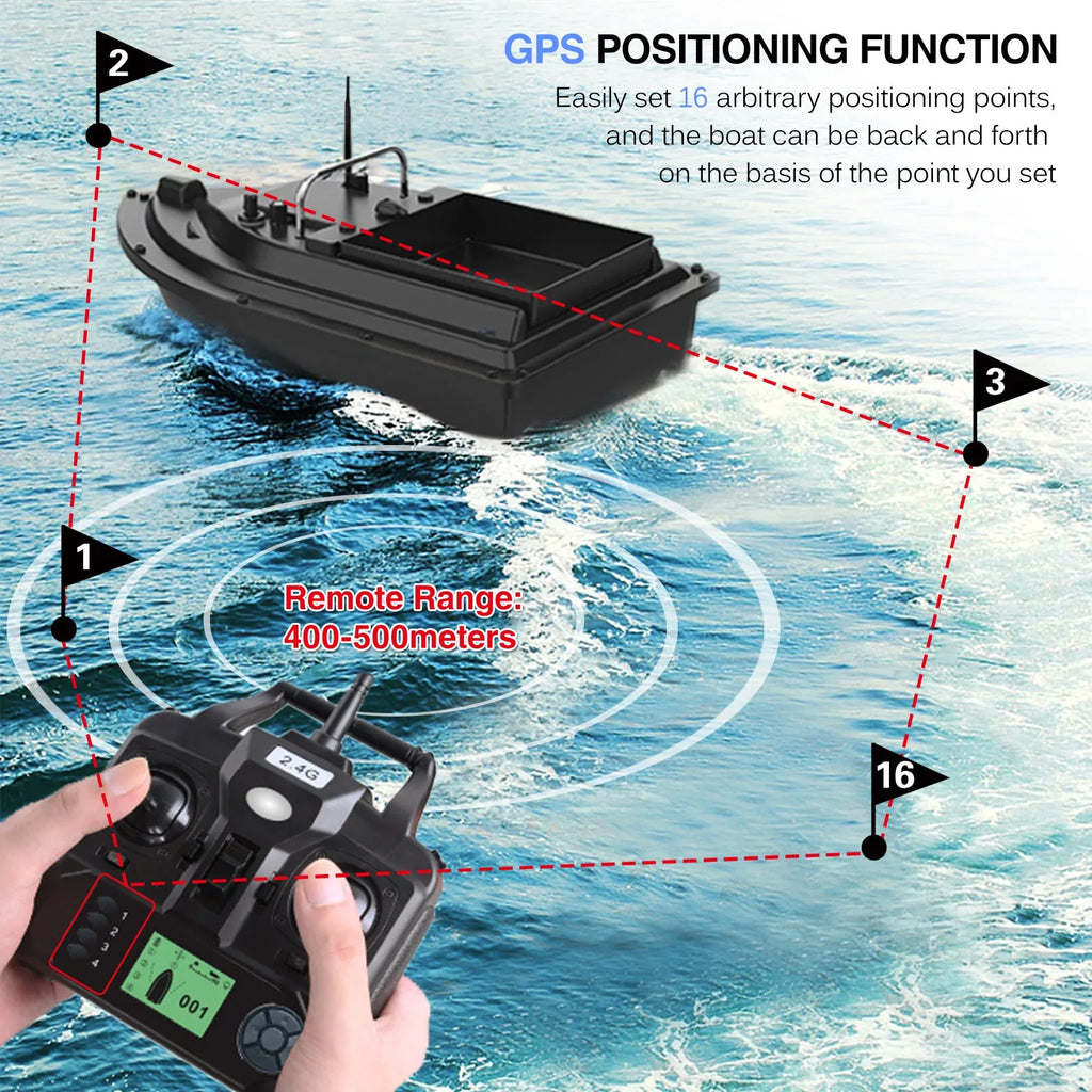 Barco Cebador GPS 500m – Retorno Automático y 2kg de Carga - 10000 mAh