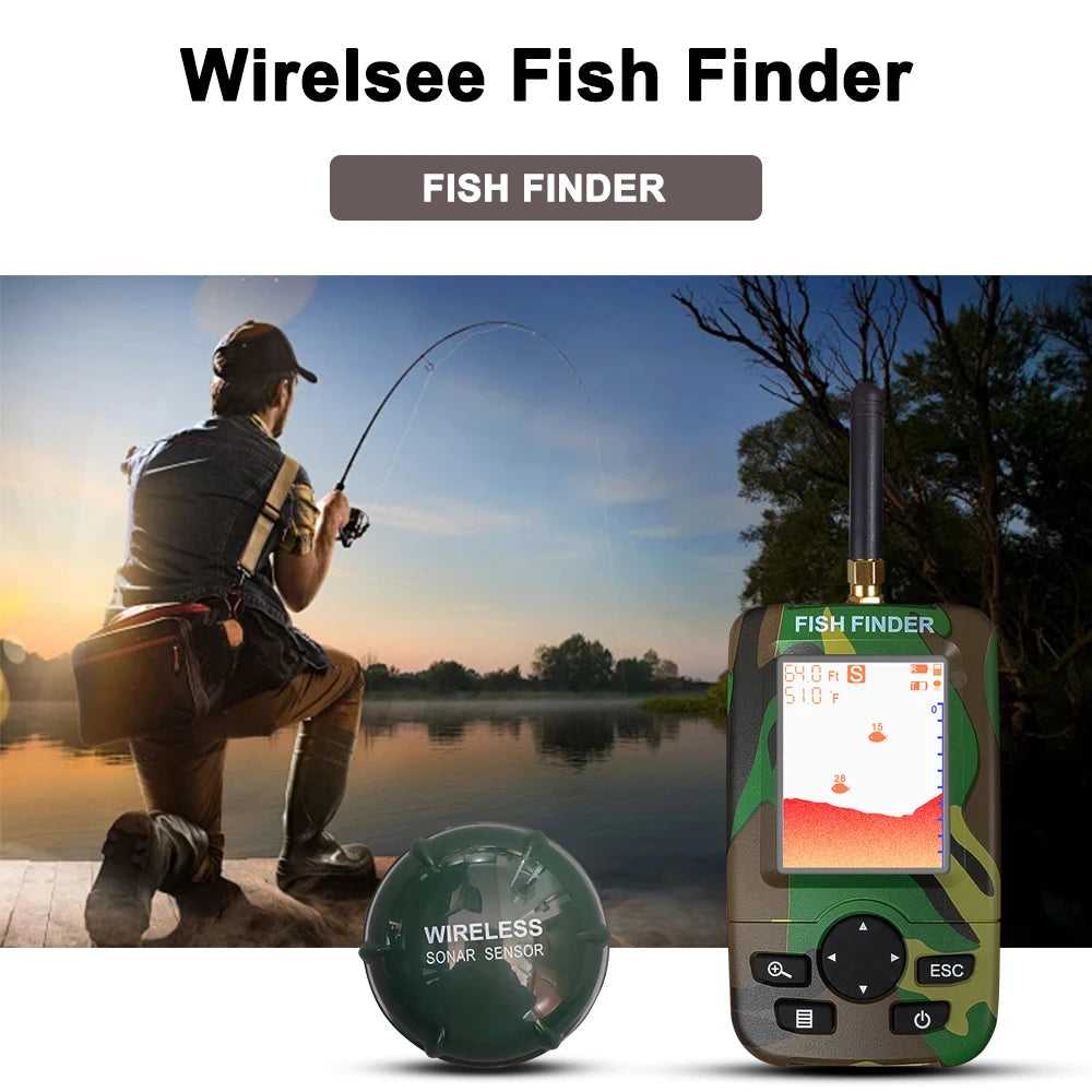 Sonda portátil inalámbrica 100 m – camuflaje - Buscador de peces con pantalla LCD