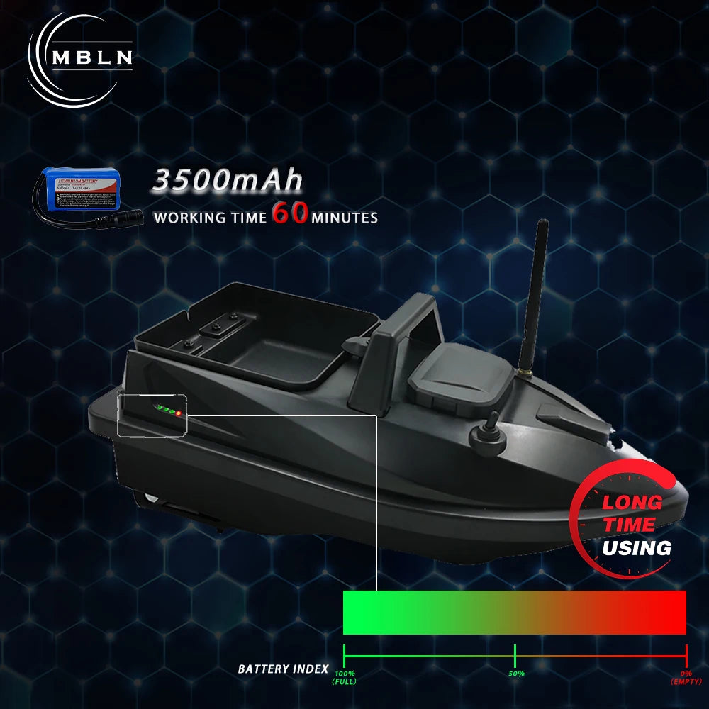 Mini Barco Cebador MBLN – 500m y 1.5kg - 3500 mAh