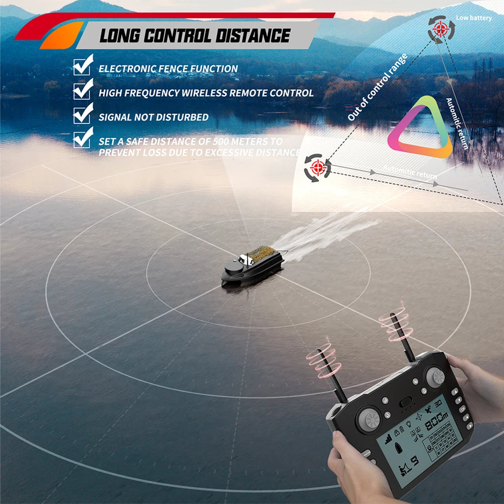 Barco Cebador GPS V030 – 800m y 3kg de Carga - 20000 mAh - con SONAR