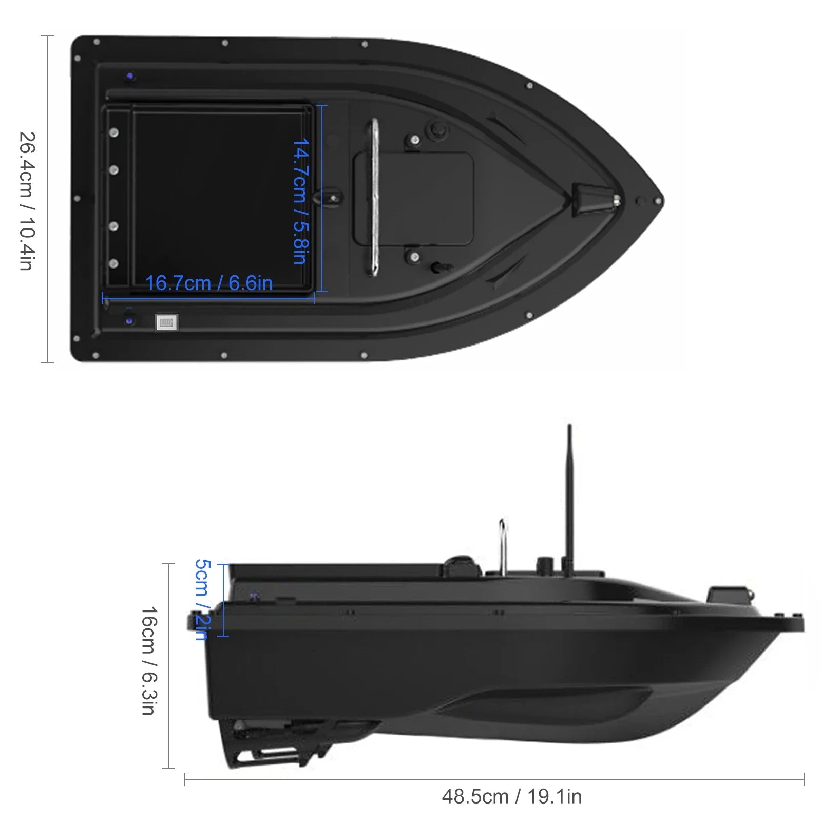 Barco de cebo de pesca GPS con control remoto inalámbrico, distancia de hasta 500m, 2kg de peso máximo y retorno automático