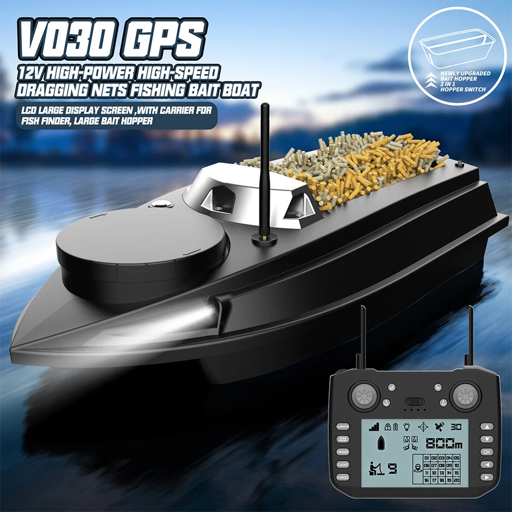 Barco Cebador GPS V030 – 800m y 3kg de Carga - 20000 mAh - con SONAR